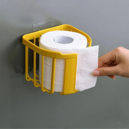 Estante para papel higiénico sin perforaciones, caja de pañuelos para baño y cocina, caja de almacenamiento de papel adhesivo de pared, soporte para papel higiénico, rollo de papel