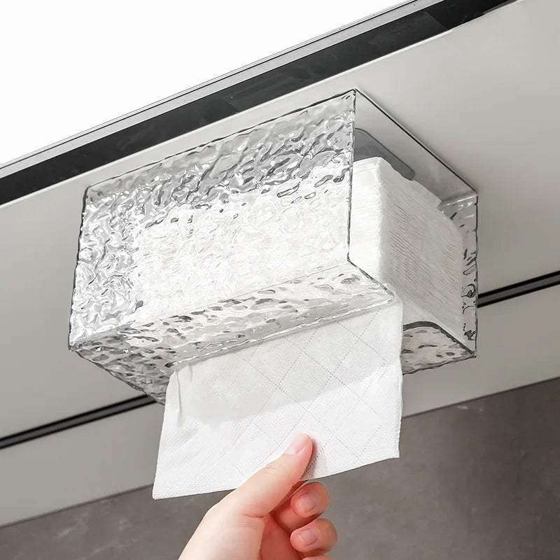 Caja de pañuelos para baño, de pared, estilo glaciar, para toallas de cara, soporte para papel higiénico, cajas de acrílico