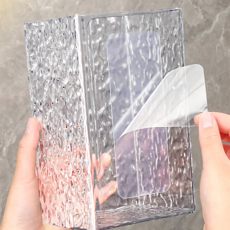 Caja de pañuelos para baño, de pared, estilo glaciar, para toallas de cara, soporte para papel higiénico, cajas de acrílico