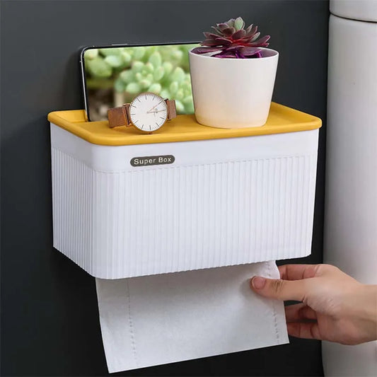 Portarrollos de papel higiénico de pared, caja de pañuelos, impermeable, para toallas de papel, caja de almacenamiento, bandeja, portarrollos de papel higiénico portátil